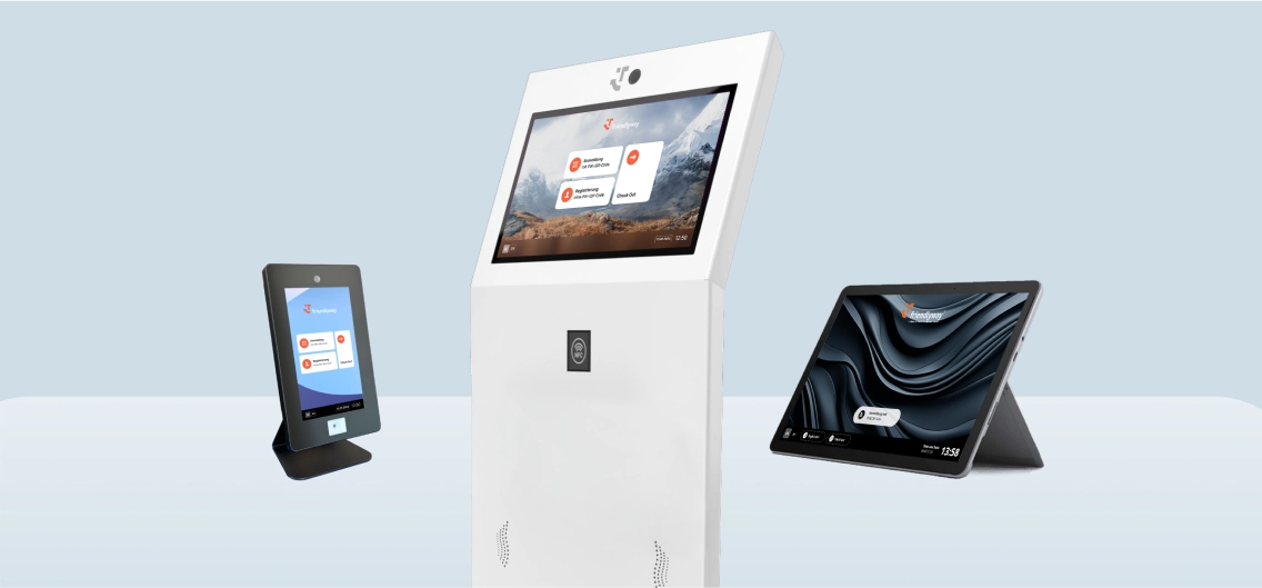 Nutzen Sie Ihre Check-in Lösung  komplett autonom auf Kiosken oder auf Tablets zur Unterstützung Ihres Empfangsteams
