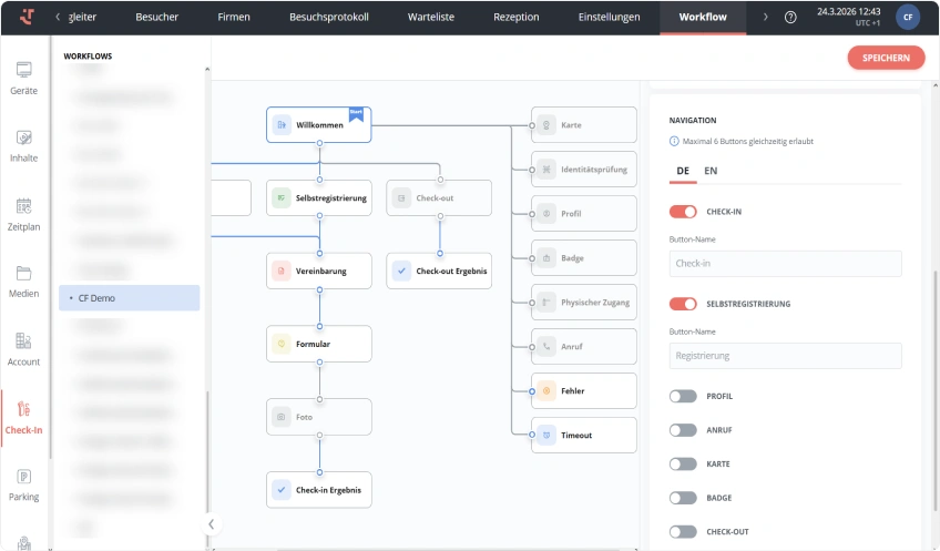 Der Workflow-Screen mit den Schritten