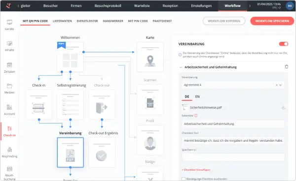 Sichere und transparente Einladung, Unterweisung, intelligente Workflows